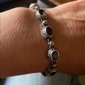 Sterling Silver 18k gold smoke topaz BJC bracelet